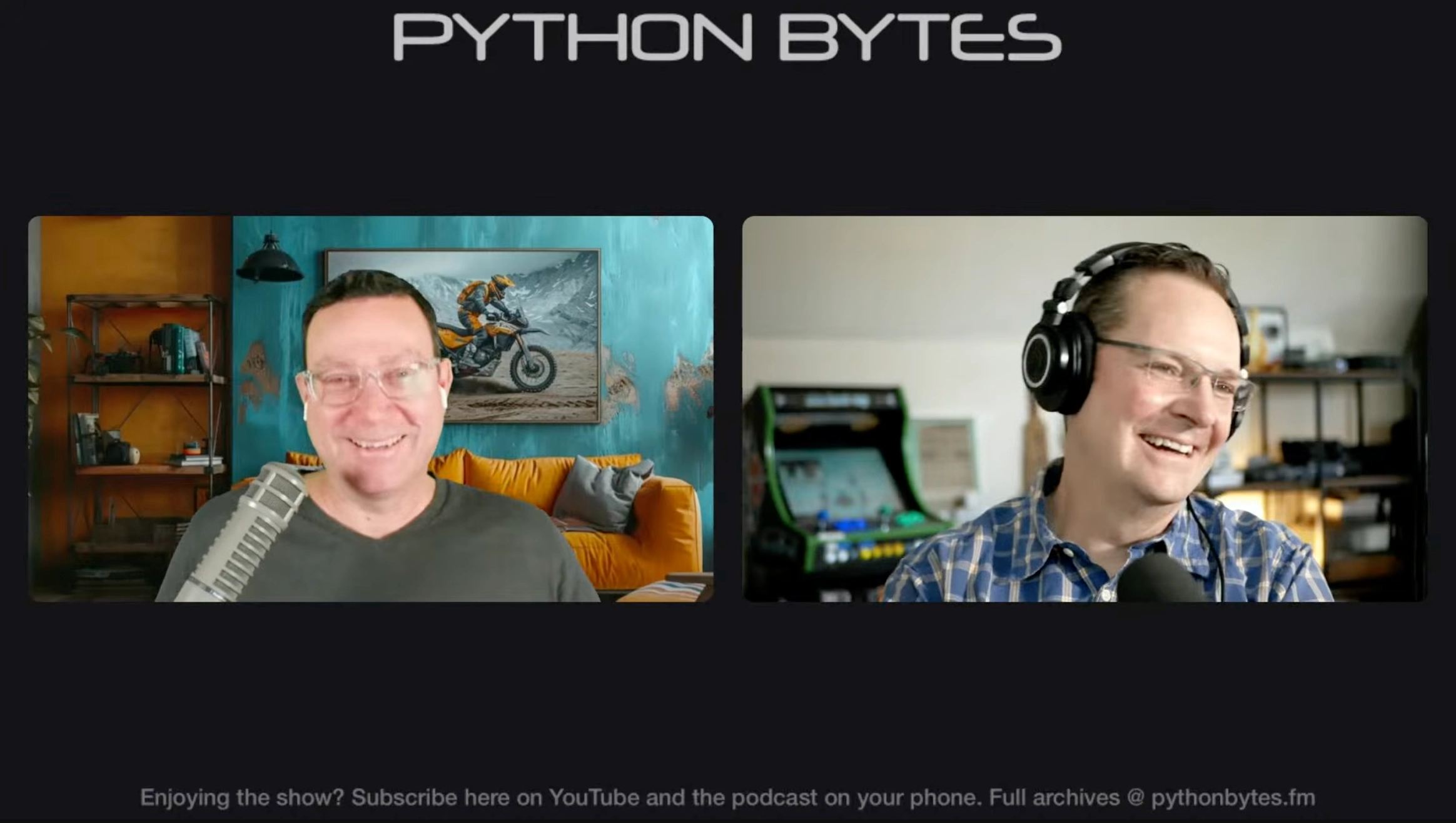 Calvin and Michael kicking off a Python Bytes episode